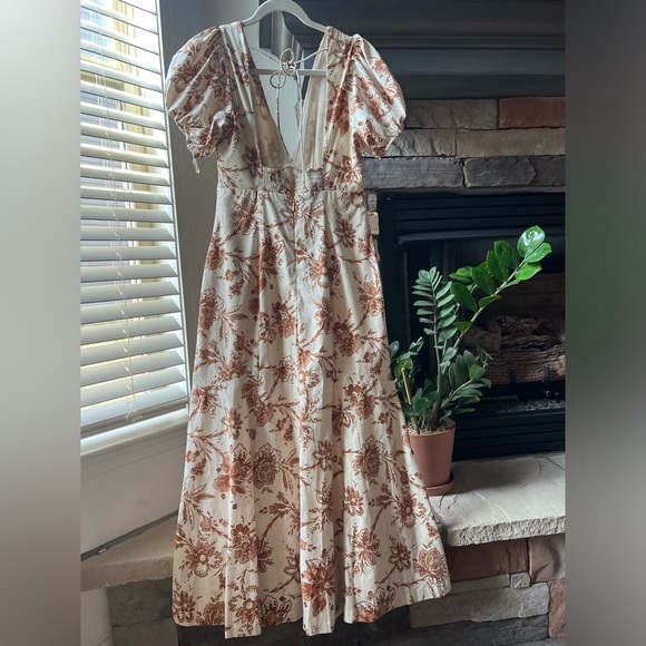 ABERCROMBIE Puff Sleeve Slim Poplin Midi Dress - Picture 5 of 6